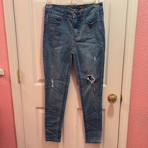 Seven7 Blue Skinny Jeans with Distressed Details